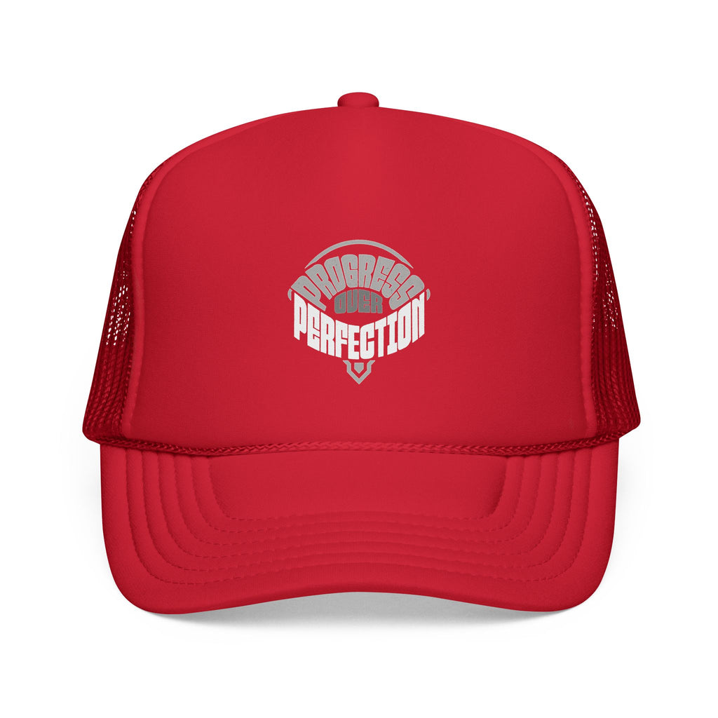 Progress Over Perfection Trucker Cap — Pop Art Motivational Hat