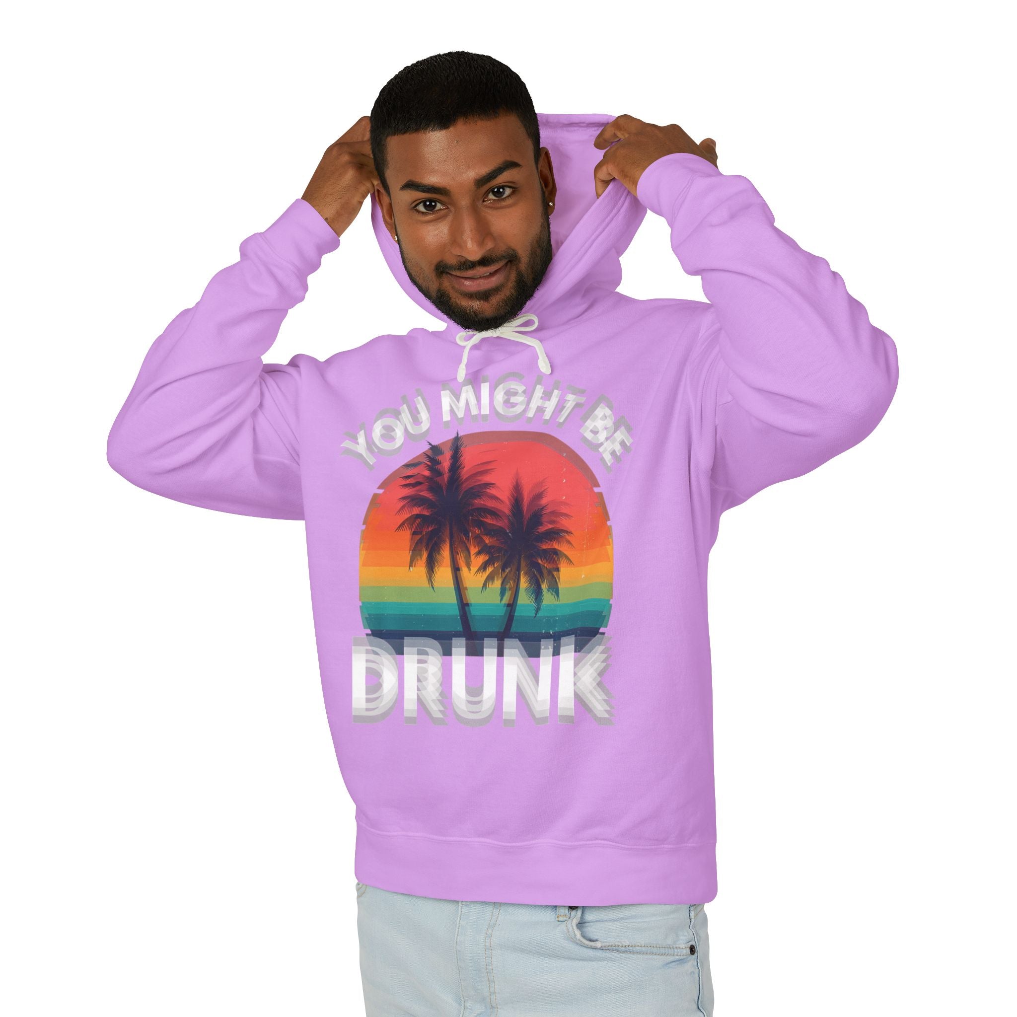 "You Might Be Drunk" Retro Beach Sweatshirt Sunset Palm Hoodie