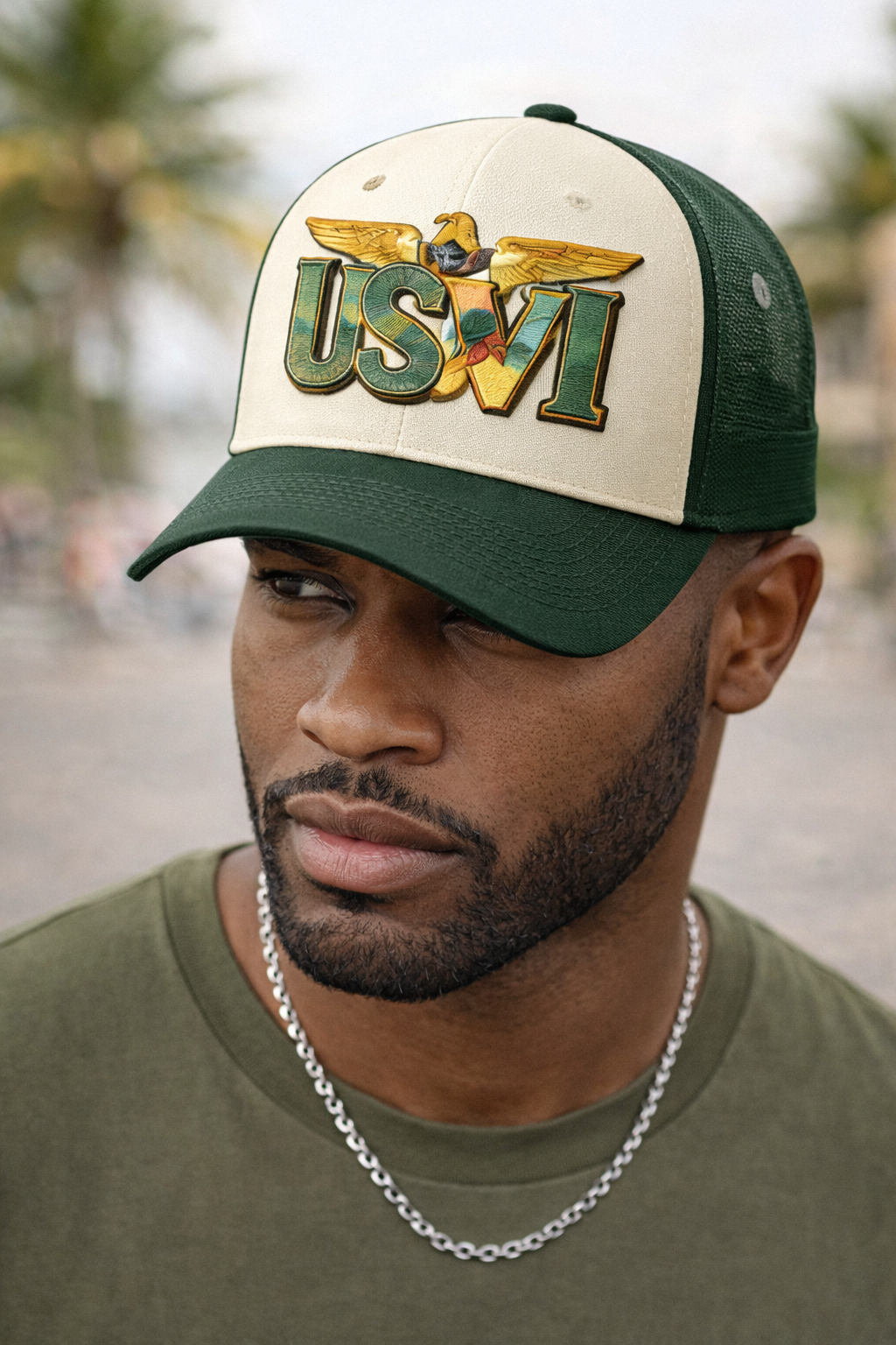Island heritage high-profile 3D puff embroidery trucker hat