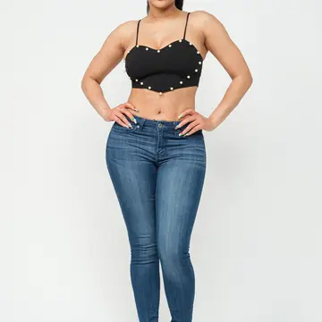 Heart Pearl Beaded Crop Top